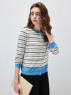 COMOBOCA Women's Striped Color Block Button Front Cardigan