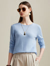 COMOBOCA Light Blue 100% Cashmere Women's Knit Pullover Sweater