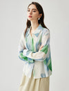 COMOBOCA 100% Mulberry Silk Women's Watercolor Print Shirt