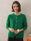 COMOBOCA 100% Wool Women's Round Neck Cardigan Sweater