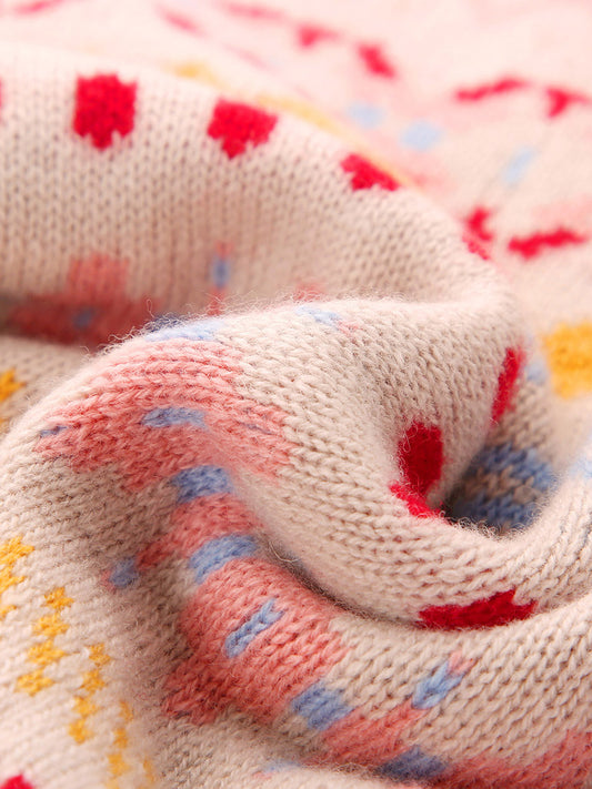 COMOBOCA 100% Wool Kids' Colorful Nordic Pattern Knit Sweater