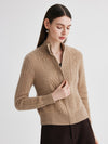 COMOBOCA 100% Cashmere Women's Cable Knit Mock Neck Zip Up Cardigan