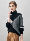 COMOBOCA 100% Cashmere Women's Geometric Turtleneck Sweater