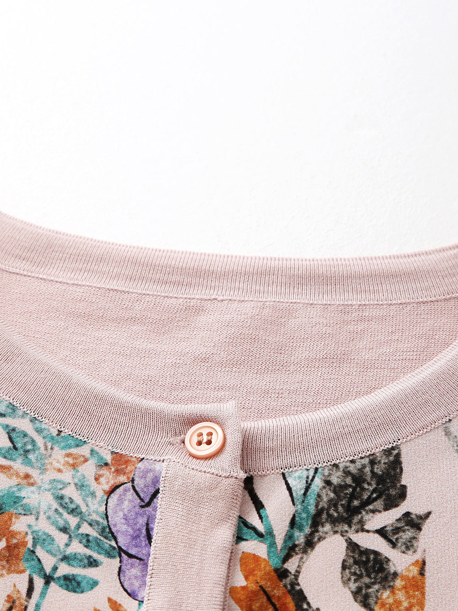 COMOBOCA Women's Floral Patterned Button-Down Cardigan