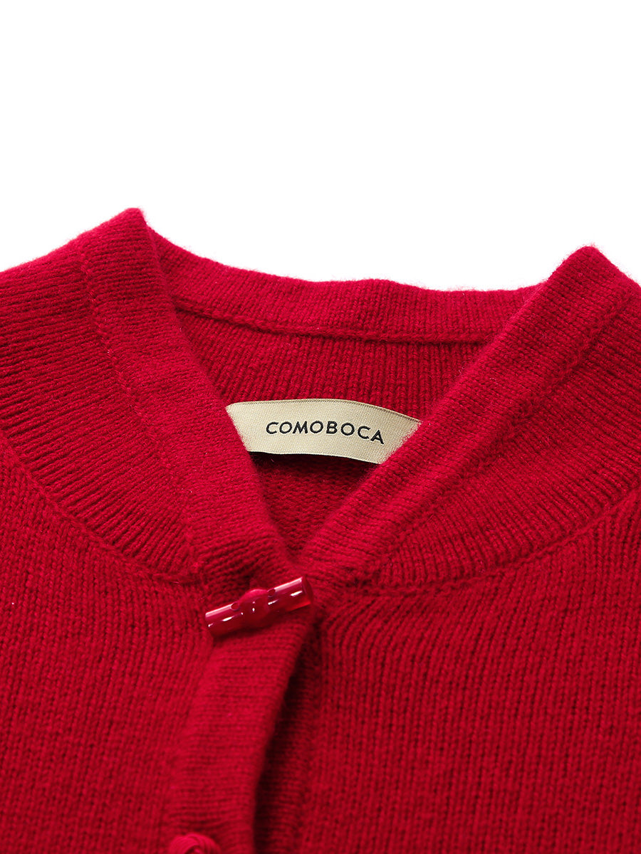 COMOBOCA 100% Cashmere Women's Cardigan with Mandarin Collar