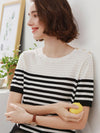 COMOBOCA Women's Striped Knit T-Shirt