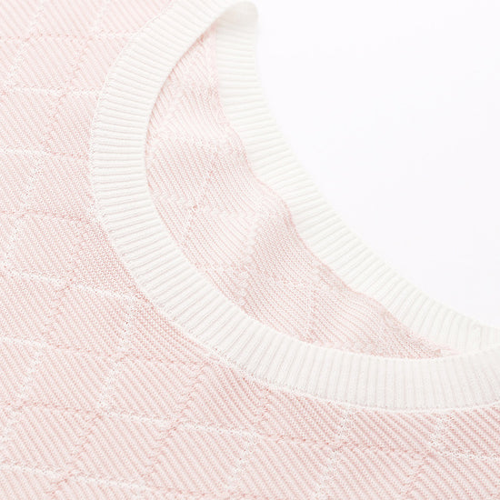 COMOBOCA Women's Diamond Knit Short Sleeve Sweater