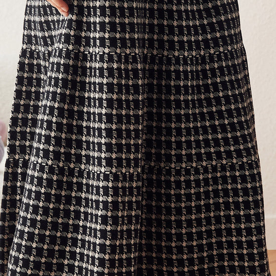 COMOBOCA Women's Plaid Wool Knit A Line Skirt