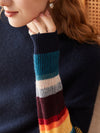COMOBOCA 100% Cashmere Women's Striped Round Neck Sweater