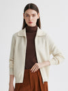 COMOBOCA Beige 100% Cashmere Women's Double Zip Knit Cardigan