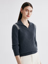 COMOBOCA 100% Cashmere Women's Cable Knit Polo Neck Sweater