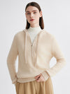 COMOBOCA Beige 100% Cashmere Women's Half Zip Hoodie