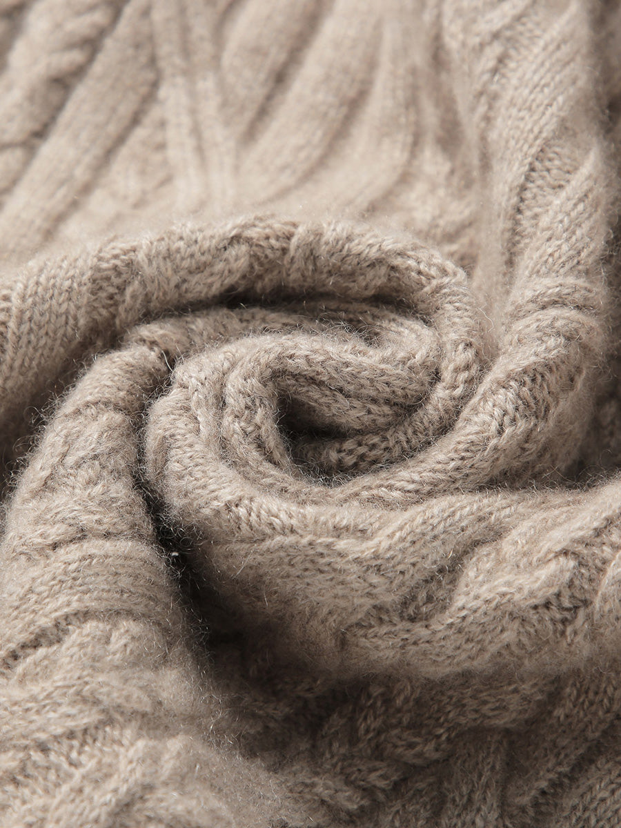 COMOBOCA 100% Cashmere Women's Loose Hooded Knit Coat