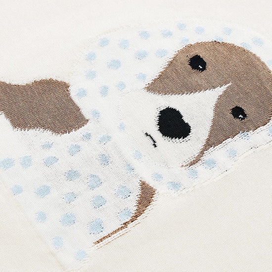 COMOBOCA Women's Puppy Intarsia Raglan Sleeve Knit T-Shirt