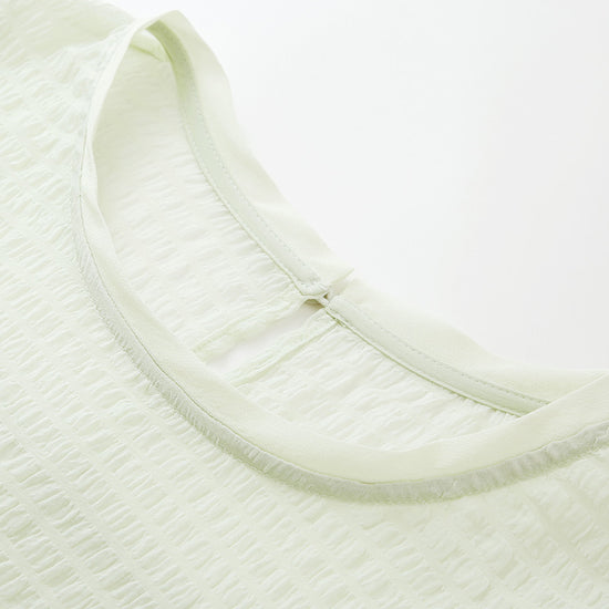 COMOBOCA Women's Crinkle Textured Blouse with Button Closure