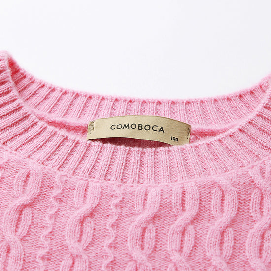 COMOBOCA 100% Cashmere Women's Classic Cable Knit Sweater