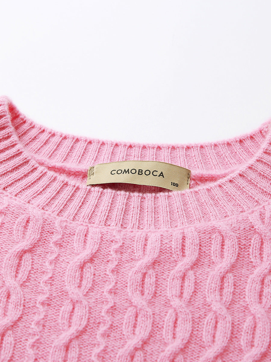 COMOBOCA 100% Cashmere Women's Classic Cable Knit Sweater