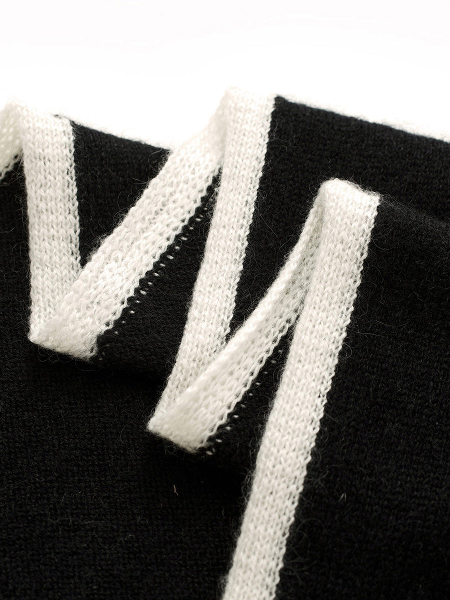 COMOBOCA 100% Cashmere Women's Striped Knit Scarf