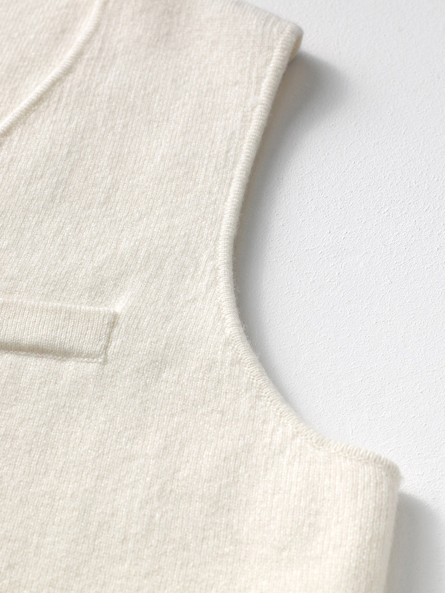 COMOBOCA 100% Wool Elegant Sleeveless Button-Up Vest