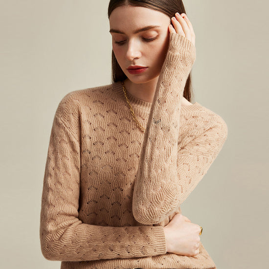 COMOBOCA 100% Cashmere Women's Cable Knit Sweater