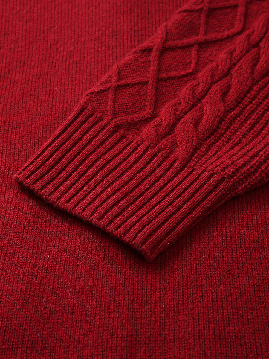 COMOBOCA 100% Wool Women's Cable Knit Long Front Button Coat