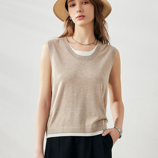 COMOBOCA Women's Faux Layered Look Tank Top