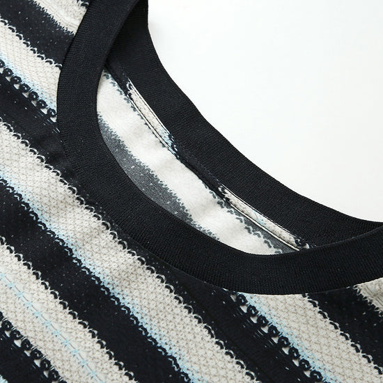 COMOBOCA Women's Striped Woven Ribbed T-Shirt