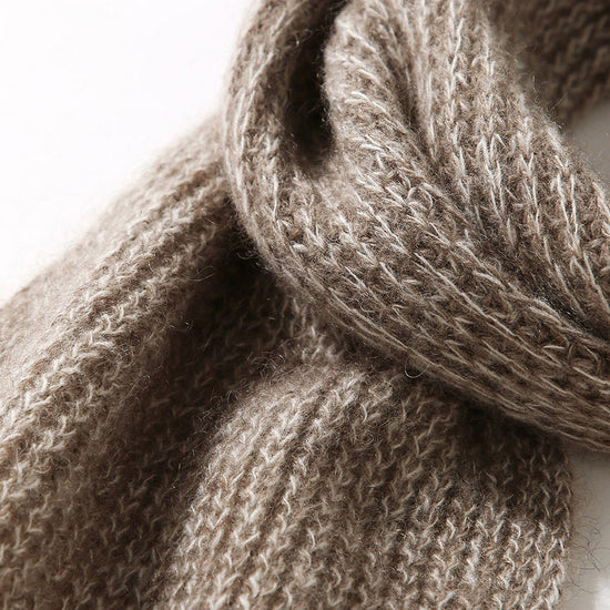 COMOBOCA 100% Cashmere Chunky Knit Color Block Scarf