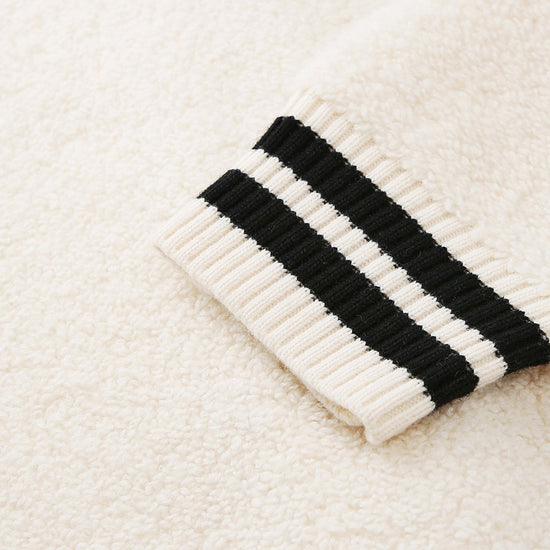 COMOBOCA 100% Wool Women's Striped Ribbing Jacket