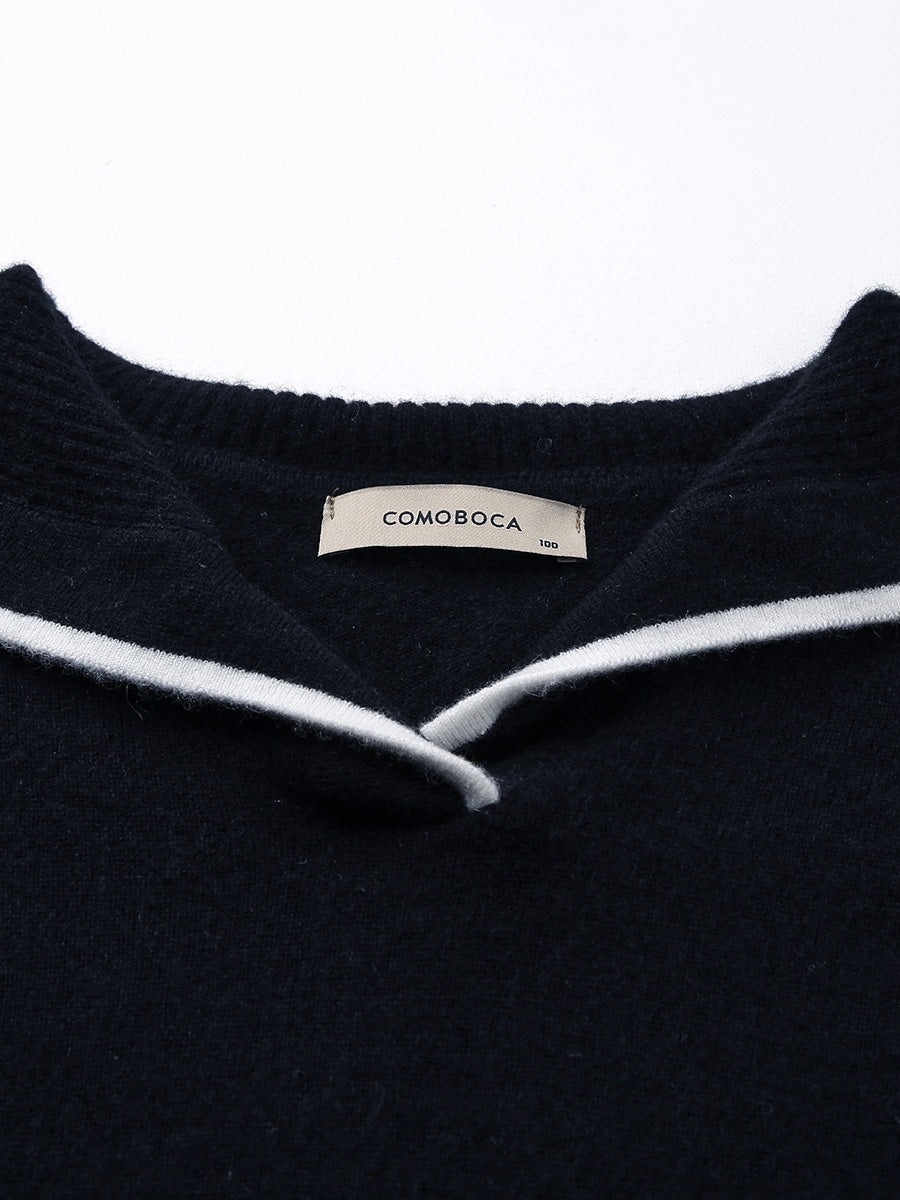 COMOBOCA 100% Cashmere Women's Sailor Collar Sweater