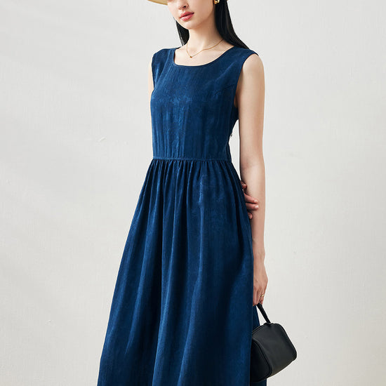 COMOBOCA 100% Mulberry Silk Women's Sleeveless Midi Dress