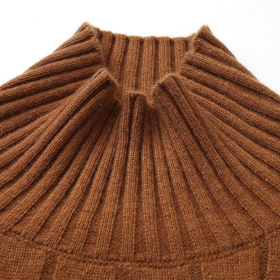 COMOBOCA 100% Cashmere Women's Turtleneck Cable Knit Sweater