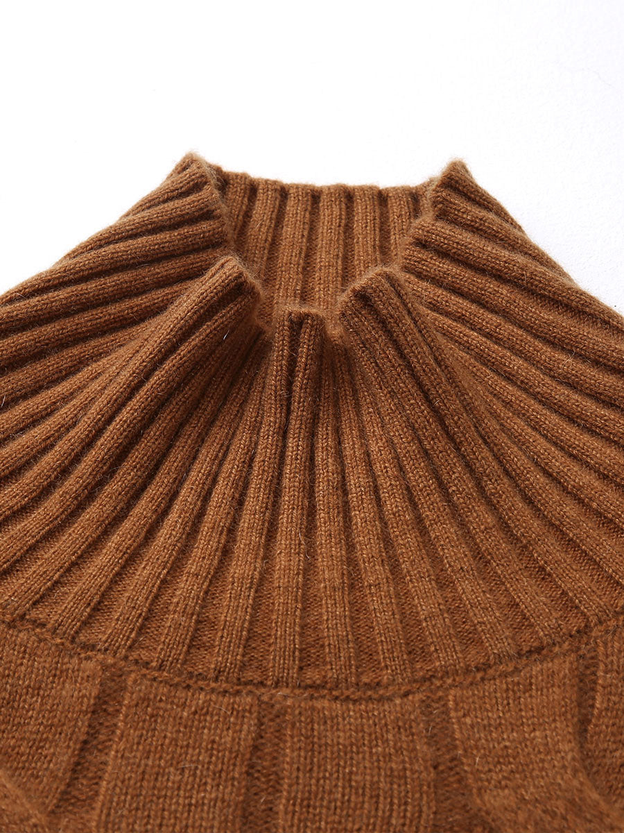 COMOBOCA 100% Cashmere Women's Turtleneck Cable Knit Sweater