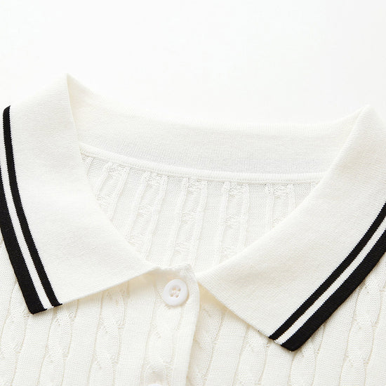 COMOBOCA Women's Cable Knit Polo T-Shirt