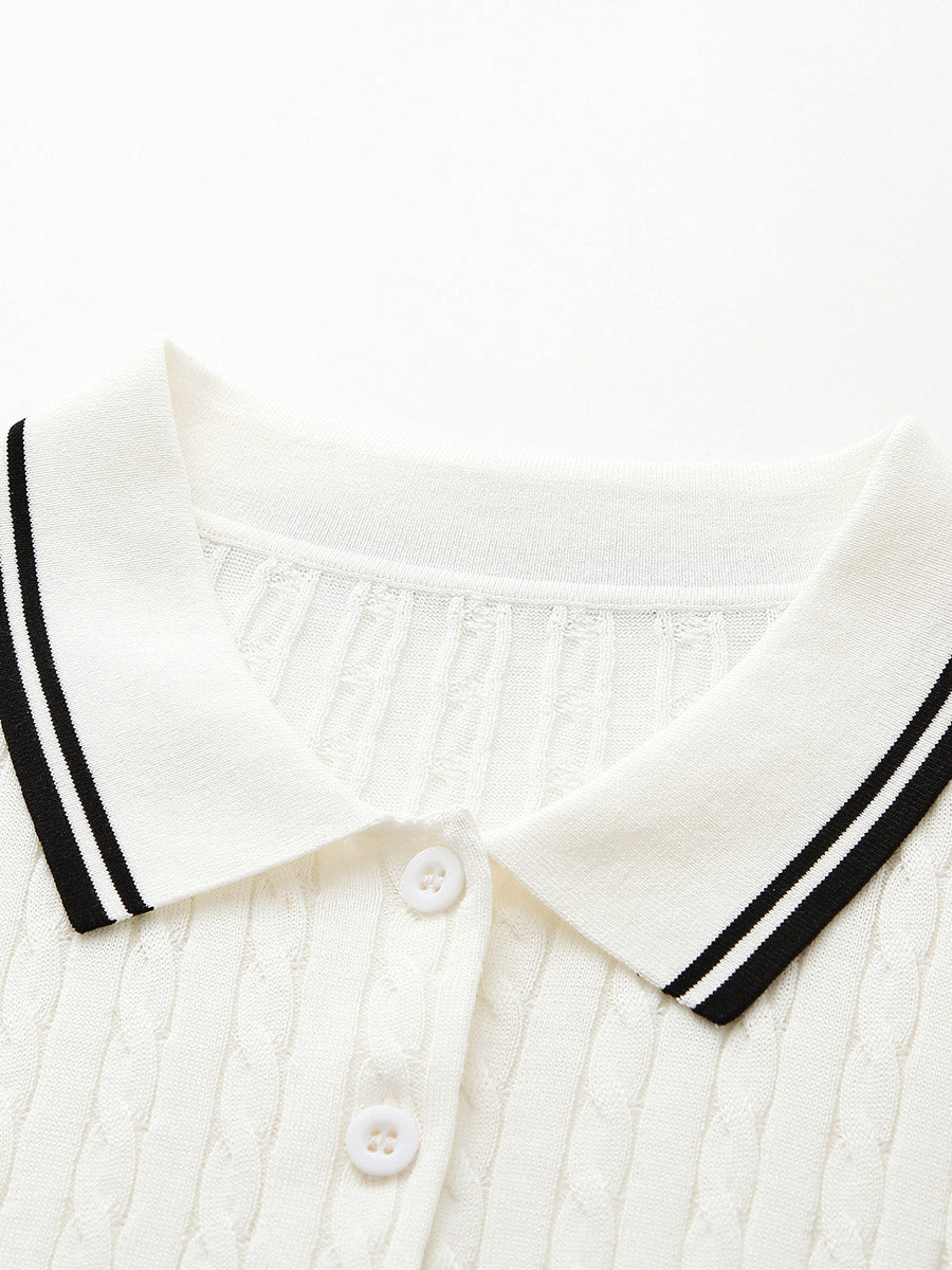 COMOBOCA Women's Cable Knit Polo T-Shirt