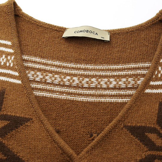 COMOBOCA 100% Wool Women's Vintage Fair Isle Knit Vest