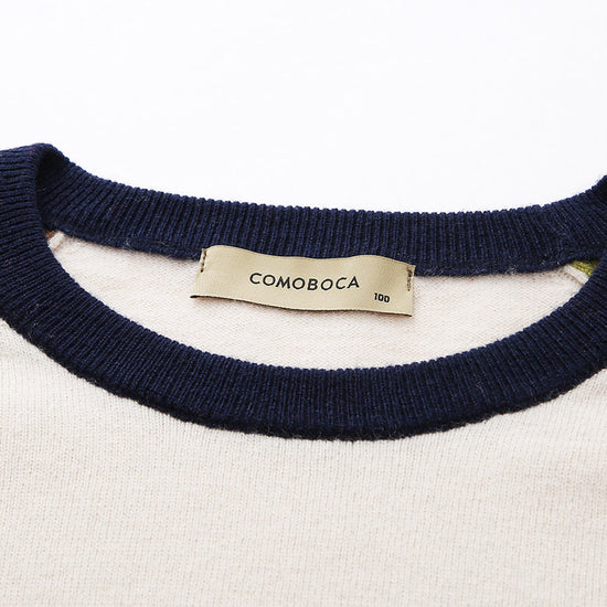 COMOBOCA 100% Wool Women's Color Block Knit Sweater
