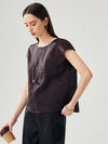 COMOBOCA Purple 100% Mulberry Silk Women's Double Sided T-Shirt