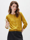 COMOBOCA Golden Blossom Women's Lyocell Polka Dot Knit Cardigan