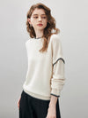 COMOBOCA 100% Wool Women's Contrast Trim Knit Sweater