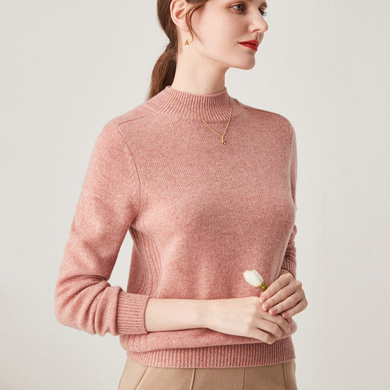 COMOBOCA 100% Cashmere Women's Mock Neck Knit Sweater