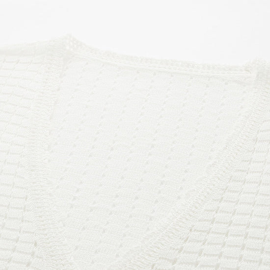 COMOBOCA Women's Linen Crochet Tie Short Sleeve Cardigan