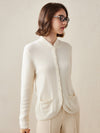 COMOBOCA 100% Cashmere Women's Cardigan with Mandarin Collar