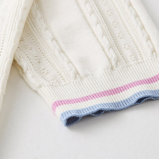 COMOBOCA Women's Cable Color Trimmed Knit Polo T-Shirt