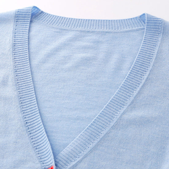 COMOBOCA Women's Heart Button Cropped Ruffle Bell Cardigan