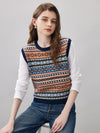 COMOBOCA 100% Wool Women's Fair Isle Knit Vest