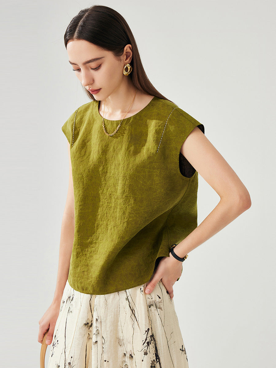 COMOBOCA 100% Mulberry Silk Women's Double Sided T-Shirt