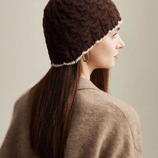 COMOBOCA 100% Cashmere Women's Cable Knit Beanie