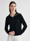COMOBOCA 100% Cashmere Women's Turtleneck Button-Up Cardigan