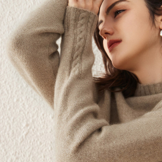 COMOBOCA 100% Cashmere Women's Mock Neck Knit Sweater